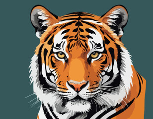 tiger illustration in brush stroke painting,