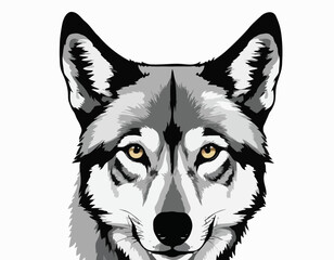 Naklejka premium Wolf in black and white animal drawing,