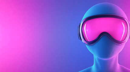 Futuristic alien runner portrait with cyan and pink gradient for digital art and design