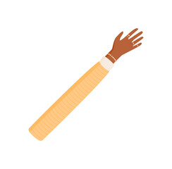 Flat raised open hand gesture with diverse ethnic appearance. Symbolic human hand with fingers raised, representing diversity and inclusivity. Creative symbol colorful and ethnic design.