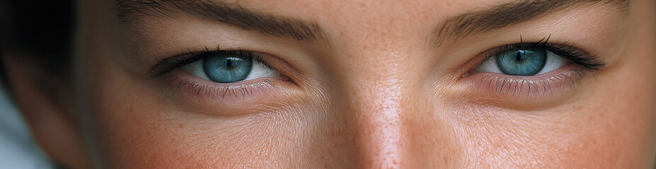 Obraz premium Extreme closeup of blue eyes with detailed natural skin texture between.