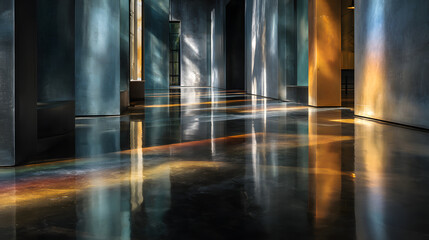 Abstract minimalist composition of light reflection and space 