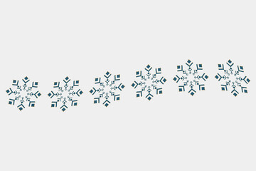 Delicate Scandinavian style snowflake border with repeating geometric winter motifs in soft blue and gray Minimal Nordic design ideal for holiday decor textiles and stationery Vector