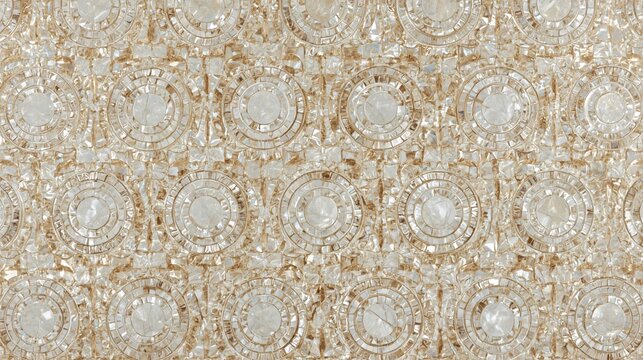 Elegant mosaic pattern with white and gold concentric circles. - Powered by Adobe