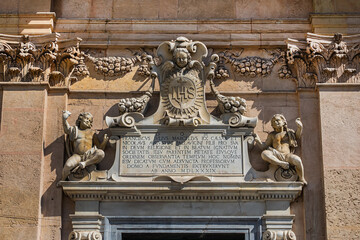 Church of Jesus (Chiesa del Gesu) or Church of Saints Ambrose and Andrew was re-built between 1552 and 1589, typical example of the Genoese Baroque style. GENOA, ITALY.