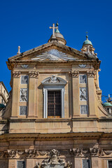 Church of Jesus (Chiesa del Gesu) or Church of Saints Ambrose and Andrew was re-built between 1552 and 1589, typical example of the Genoese Baroque style. GENOA, ITALY.