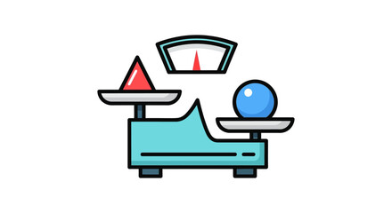 Fototapeta premium balance scale with triangle and sphere icons flat vector illustration for comparison decision making pros and cons concepts