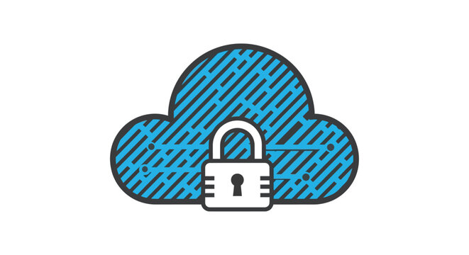 cloud security icon with padlock symbolizing encrypted data protection and cyber privacy for secure storage backup and it compliance