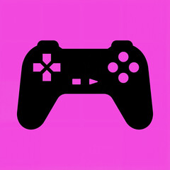 Video game controller design in simple black shape in color: soft purple bright