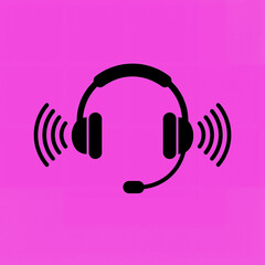 Headset with microphone and sound waves design in color: soft purple bright