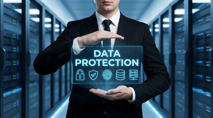 Modern Business Security: A Professional Using Technology to Shield Critical Data