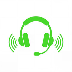 Headset with microphone and sound waves around it in color: chartreuse 2