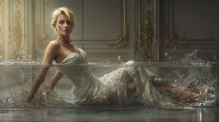 Dolli im Bad mit generativer Ki Midjourney erstellt