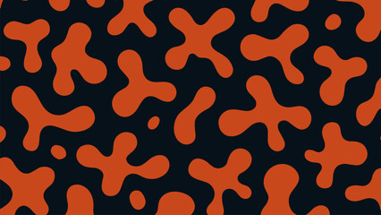 Modern abstract organic shape pattern vector background with orange blobs on dark blue for creative branding and digital design use