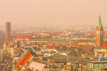 Obraz premium Aerial view of Munich during a sunset, Germany
