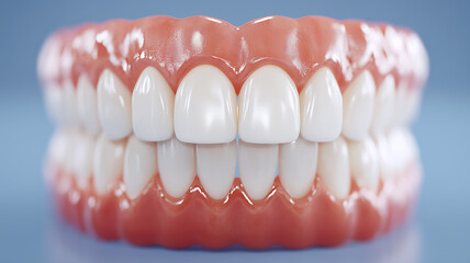 A full set of healthy human teeth representing perfect smile dental alignment and oral health care.
