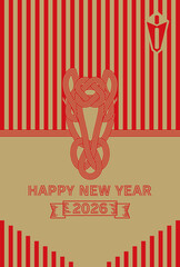 おしゃれシンプルな2026年午年年賀状
