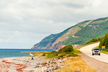 Winding Cabot Trail in Cape Breton Highlands National Park, Nova Scotia, Canada