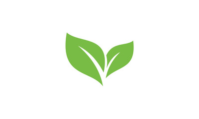 Simple Green Leaves Icon Representing Nature and Growth.