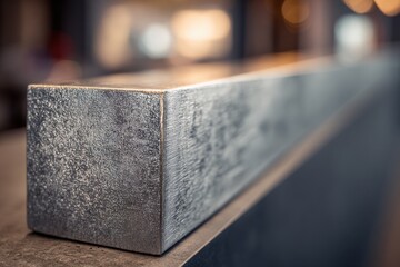 A brushed platinum bar with a textured metallic finish reflecting soft ambient light.