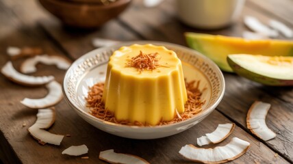 National dishes of Brazil (desserts) - Kindim (port. Quindim is one of the most recognizable and beloved desserts in Brazil, which is a shiny bright yellow custard with a coconut base.