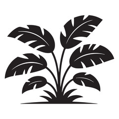 Vector of silhouettes of flowers, plants and trees on a white background