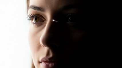 Fototapeta premium Woman's eye in shadow with light reflection