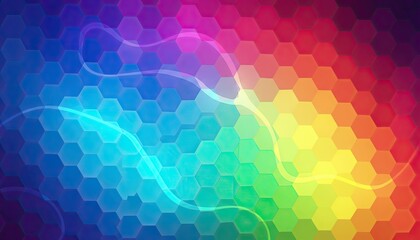 Vibrant Rainbow Hexagonal Pattern With Flowing Neon Light Effects Abstract Background