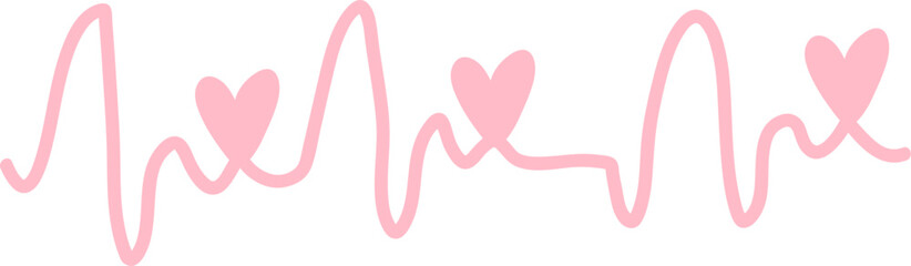 Heartbeat Love Line Doodle Border
