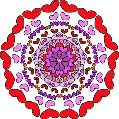 Bright geometric mandala. Round colorful pattern. Design element.
