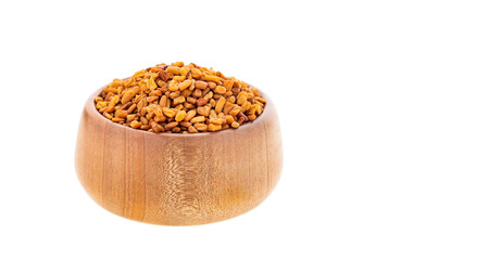 Natural aromatic fenugreek seeds in bowl - Natural food