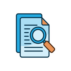 folder with magnifying glass, search document icon flat design vector.
