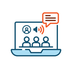 Online study on computer or laptop symbol icon vector 