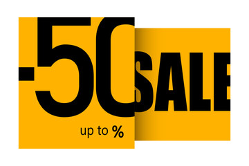 Sale banner with minus 50 percent discount in bold typography