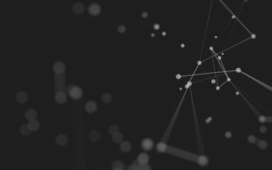 Abstract background. Molecules technology with polygonal shapes, connecting dots and lines. Connection structure. Big data visualization.