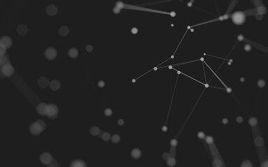 Abstract background. Molecules technology with polygonal shapes, connecting dots and lines. Connection structure. Big data visualization.