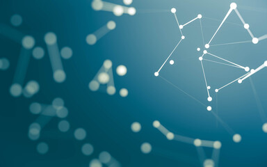 Abstract background. Molecules technology with polygonal shapes, connecting dots and lines. Connection structure. Big data visualization.