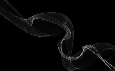 Dark abstract background with a glowing abstract waves