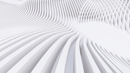 Abstract Curved Shapes. White Circular Background.