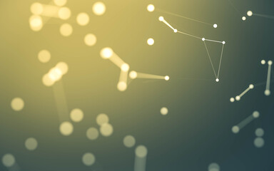 Abstract background. Molecules technology with polygonal shapes, connecting dots and lines. Connection structure. Big data visualization.