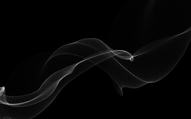 Dark abstract background with a glowing abstract waves