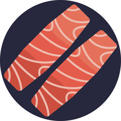Fresh salmon slice, commonly used in sushi and sashimi.
