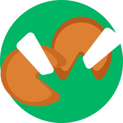 A simple icon depicting a cracked fortune cookie with a small paper slip inside, symbolizing luck and messages often associated with Asian-inspired cuisine.