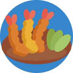 Obraz premium A simple shrimp icon representing seafood commonly used in Japanese cuisine, such as tempura or sushi toppings.