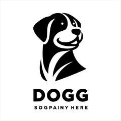 Black and white graphic logo featuring a happy dog's head looking right, with text 'DOGG' below.