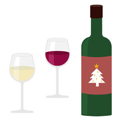クリスマスラベルのワインのイラスト