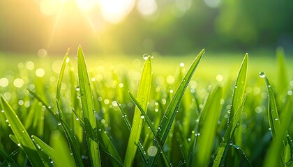 Fototapeta premium Fresh grass with dew shines