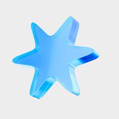 Obraz premium 3D Glass Star icon, rating badge symbol. Liquid Glass design icon, a trending glass icon for graphic design, UI, UX interfaces, and 3D illustration.