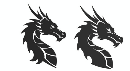 This striking black and white vector illustration features a powerful dragon head design, perfect for a tattoo or a bold graphic element.