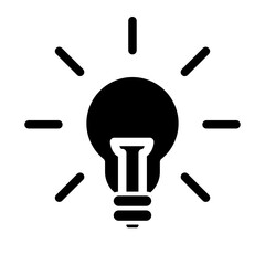 Glyph style business icon of a light bulb representing innovation.